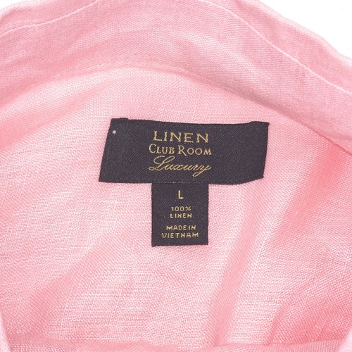 Club Room Linen Luxury Shirt Men's Large Button Up Pink Preppy Classic Core Norm - Picture 3 of 15