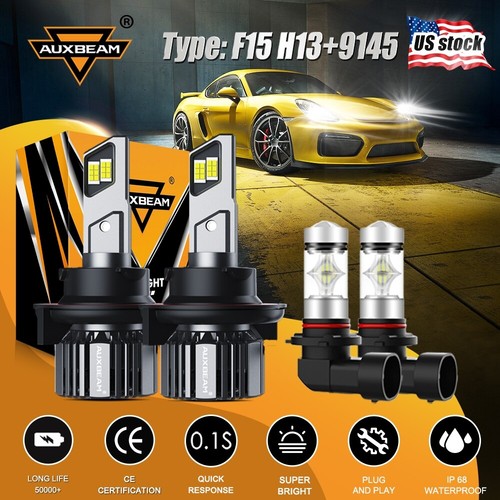 For Hummer H3 2006-2010 AUXBEAM LED Headlight Hi/Lo + Fog Light Bulbs Combo kit - Picture 1 of 15