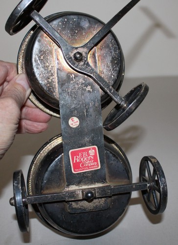 FB Rogers Silver Company 1883 Wheeled Cart Wagon Condiment Dish / Coaster Holder - Picture 11 of 12