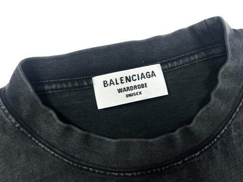 Auth Men's BALENCIAGA Big Logo Gray Cotton Casual T Shirt Short Sleeve Size L/XL - Picture 10 of 15
