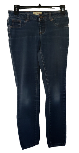 Mudd Denim Jeans Girl's 12 Stretch Dark Wash 26 x 25.5 Distress Tapered Mid Rise - Picture 1 of 6