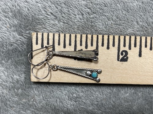 Vintage Sterling Silver Native American Turquoise Dangle Earrings ( 3 Pair ) - Picture 3 of 5