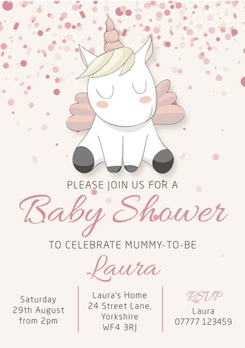 Personalised BABY SHOWER Invites Pink Blue Yellow Pack of 10 with envelopes - Picture 12 of 12