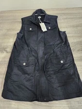 Women's Black A New Day Vest Jacket Size Large Skirt Zipper Front L