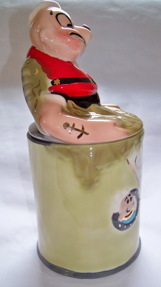 RARE SHIRLEY CORL POPEYE IN SPINACH CAN COOKIE JAR eBay