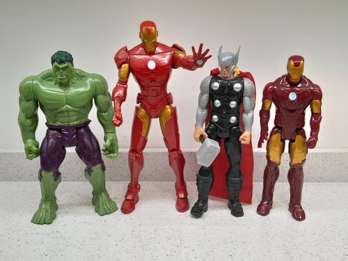 4 x Marvel Avengers Action Figures, including talking Iron Man USED