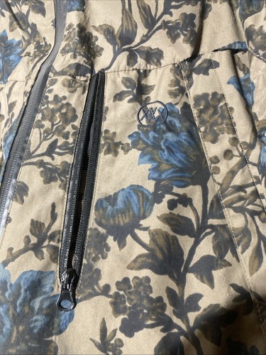 Rare 10 Deep Floral Camo Jacket Size Large Snow Shell Rain Full Zip Hooded Logo - Picture 2 of 14
