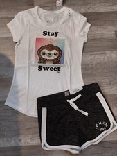 NWT Girls Justice outfit Sequin Sloth Top/Dolphin Shorts Size 8 12
