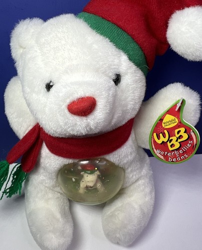 Vintage 1998 'NOEL" Waterbellies Collection White Christmas Teddy Bear Plush 7" - Picture 3 of 7