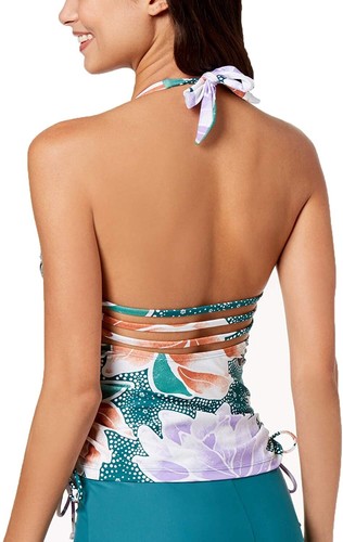 Hula 259462 Honey Juniors' Women Printed Side-Tie Tankini Top Size Large - Picture 2 of 2