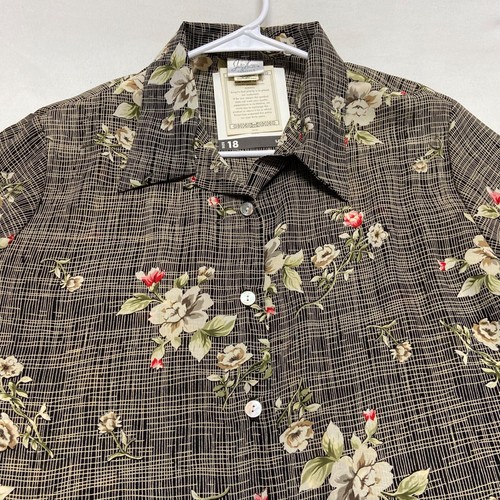 Jaclyn Smith Women's 18W Floral Semi Sheer Blouse Tunic Button Up Elegant NWT - 第 15/15 張圖片