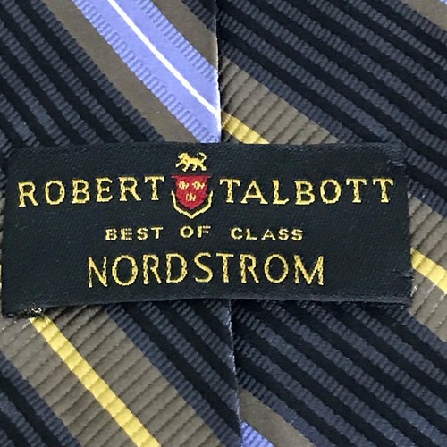 ROBERT TALBOTT TIE 100% SILK HAND SEWN MADE IN U.S.A. MULTICOLOR STRIPED REPP - Picture 5 of 9