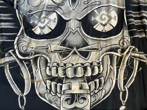 Christian Audigier Mayan Aztec Skull Rhinestone T-Shirt Size XL - Picture 5 of 7