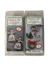 Vintage Merri Mac Christmas Ornament Kits 2 Kits Beads Crafts Angel  Lapel Pins
