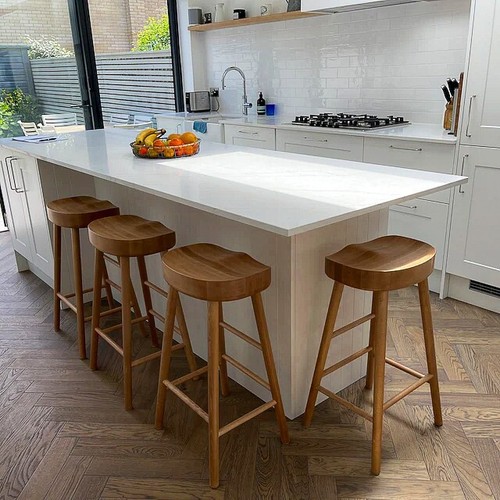 Solid Wood Shaker Style Saddle Bar Stools - Picture 6 of 6