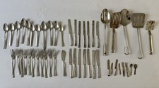 Vintage Metal Toy Lot Children's Play Flatware FIFTY Forks Knives Spoons Etc.