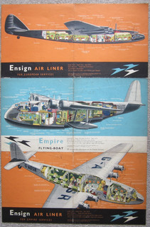 Imperial Airways Empire flying boat 1938. Aviation brochure Poster