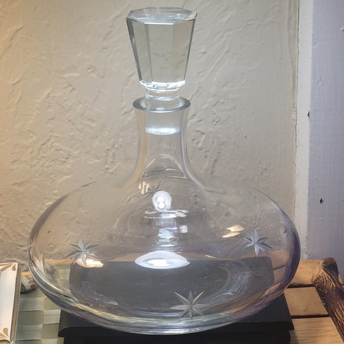 Vintage Crystal Ships Decanter Cut Starbursts