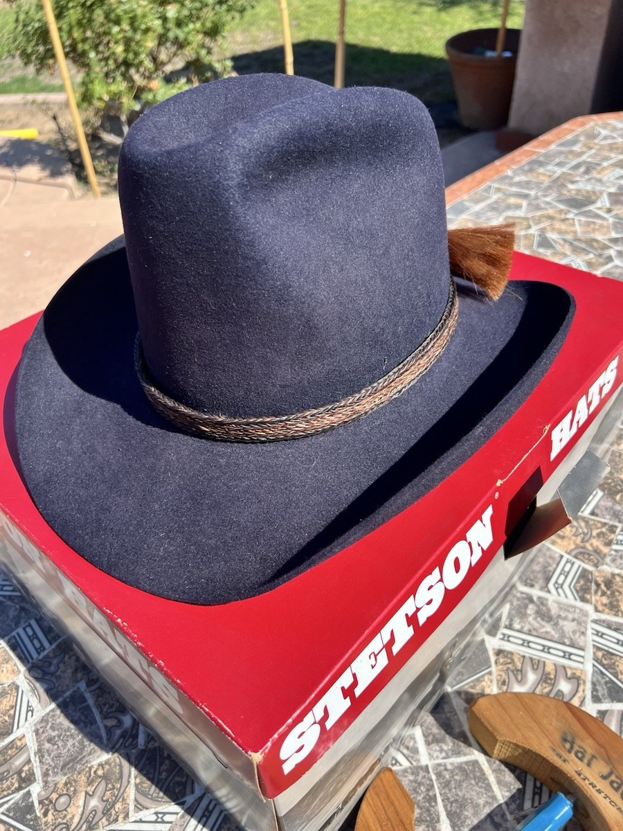 Vintage Rare Navy Blue Tucson Stetson Cowboy Hat 4X Beaver felt