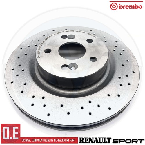 FOR RENAULT MEGANE 225 CLIO 197 200 SPORT FRONT BREMBO DRILLED BRAKE DISCS PADS - Picture 5 of 7