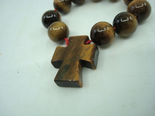 **Genuine Tiger's Eye Religious Bracelet** roman catholic symbol? - Picture 7 of 8