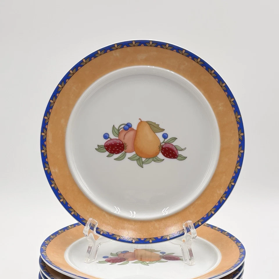 "Juego de 10 platos de postre de pan fresas borde naranja Dansk Fiance Fruits 7,25""" Foto 2 de 4