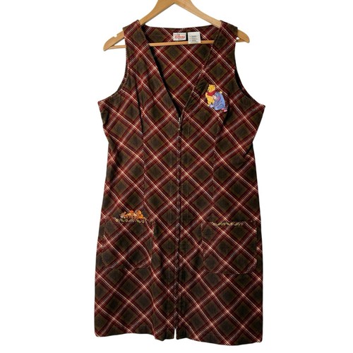Vestido de pana vintage Winnie the Pooh para mujer L Disney Store bordado a cuadros - Imagen 2 de 12