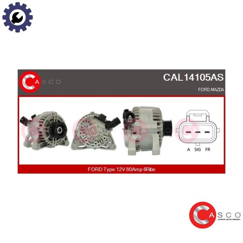 ALTERNATOR CAL14105AS FOR MAZDA FORD IKON/V FUSION FIESTA/Van F6JA/F6JB 1.4L - Picture 1 of 9