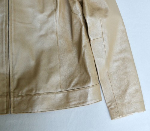 Dialogue Champagne Leather Metallic Women's Jacket Medium - Picture 4 of 12