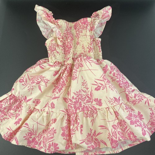 VTG Style Btween Smock Slip Dress Girls' SZ 2T Pink Floral Ruffle Sleeves Tiered - Picture 2 of 9