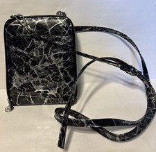 Coco and Carmen Leather Black  Silver Multi-Pocket Crossbody Bag With Strap