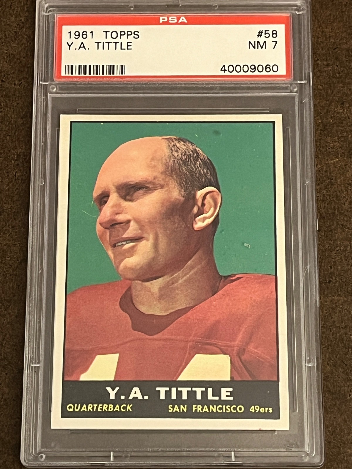 1961 Topps Football - #58 Y.A. Tittle 49ers Near Mint NM PSA 7 (Set Break)