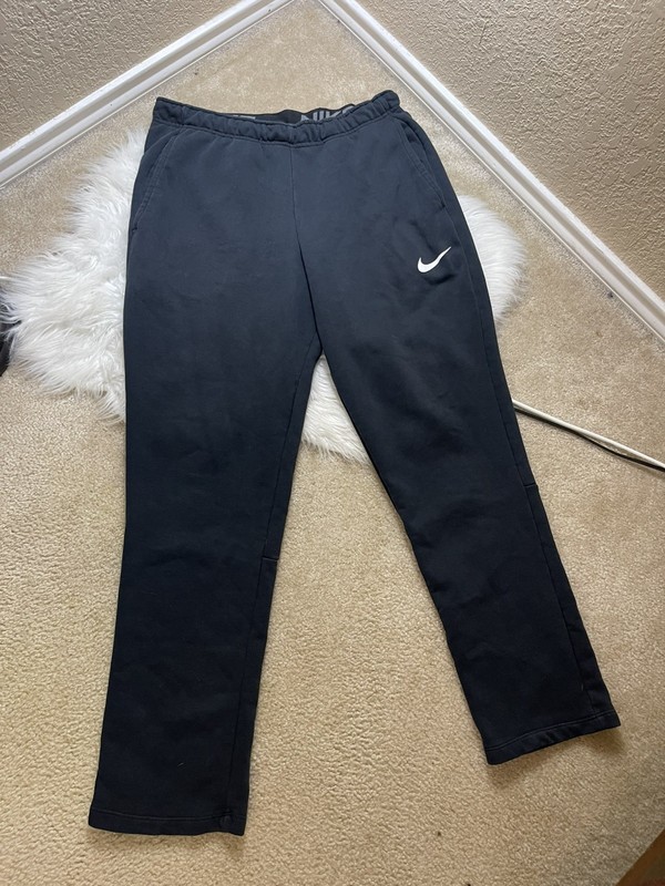 Vintage Y2K Nike Sweatpants Mens L Black Polyester White Swoosh DriFit