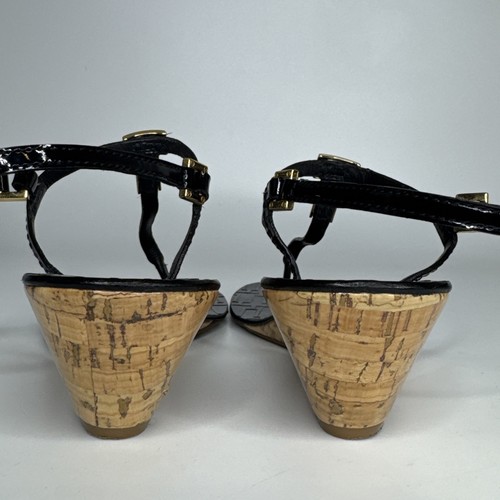 TORY BURCH Pauline Demi Wedge Sandals Black SZ 9.5 - Picture 8 of 9