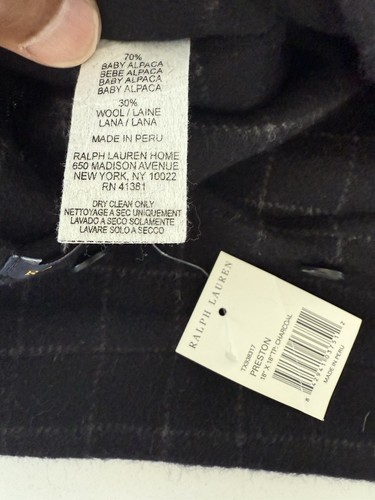 NWT. Ralph Lauren Preston Pillow. 18” X 18”. Black. Baby Alpaca And Wool - Picture 6 of 6