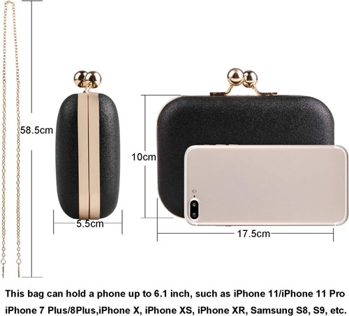 Wafly Damen Clutch Glitzer Tasche Abendtasche, schwarz, 15,5x10x5,5cm Defekt - Bild 2 von 5