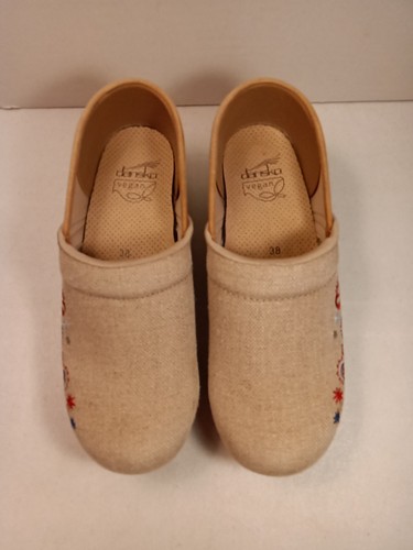 Dansko Vegan Jute Embroidered Floral Paisley Print Clog Tan Size US 7.5-8 EU 38 - Picture 2 of 22