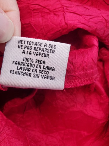 Eileen Fisher rote strukturierte Seide 3/4 Ärmel Knopfleiste Bluse Damengröße Small - Bild 4 von 18