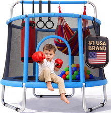 Kids Trampoline with Safety Enclosure Indoor Outdoor 55 Inch Toddler Jumping