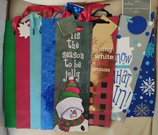 8 Pack Christmas Wine Gift Bags Assorted Colors With Handles Gift Tags Holiday