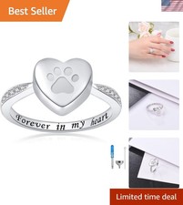 925 Sterling Silver Love Heart Urn Ring for pet Dog Cat's Ashes Keepsake Memo...