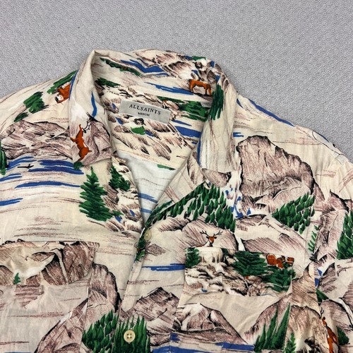 Camisa All Saints Para Hombre Mediana Manga Larga Con Botones Hawaiana Naturaleza Montañas - Imagen 3 de 7
