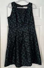LOFT Dress Womens Size 12 Green Black Leopard  Animal Print Sleeveless