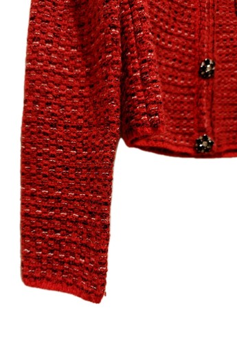 Vintage Style Red & Black Cropped Cardigan – Size 6-8 - Picture 5 of 11
