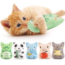 Catnip Toys for Indoor Cats - 5PCS Plush Cat Chew Toys Teething Interactive C...