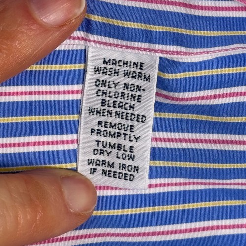 Ralph Lauren Mens Striped Button Down Shirt XL Classic Fit Blue Pink Yellow - Picture 8 of 8