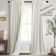 Natural Linen Blackout Curtains 84 Inch 42"W x 84"L Pack of 2 ,