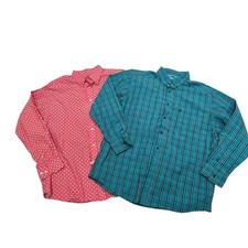 2 Ariat Men's XL 100 Cotton Shirts Red w Blue Print  Pro Series Blue Plaid EUC