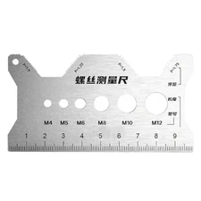 Bolt Nut Screw Gauge Checker Stainless Steel Measuring Card Ruler for Screw Bolt