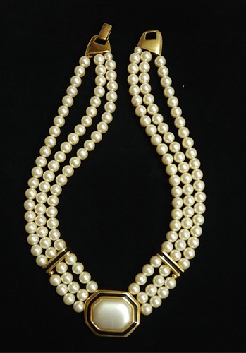 Vintage Napier Halskette Halsband Statement Stück 1980er 3 Strang Kunstperlen 17" - Bild 2 von 16